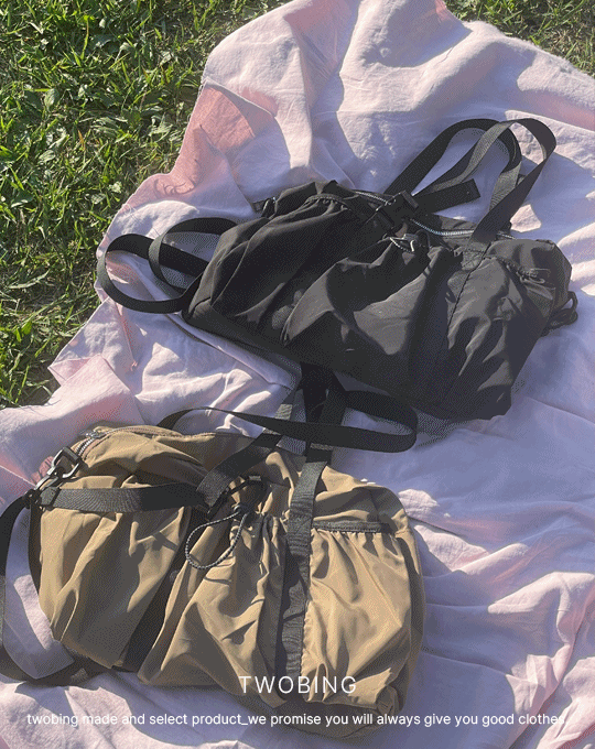 [보부상가방/여행가방] 라이트 나일론 셔링 운동가방 스포티 크로스백 (2color)